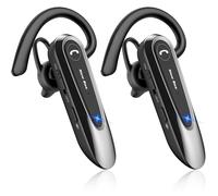 New Bee Bluetooth Headset Handsfree with Dual Mic 25 Hrs Talke Time, 2Pcs | V5.0 Wireless Bluetooth Earpiece for Driving with Microphone Mute Two Device Connection for iPhone, Android and Laptop