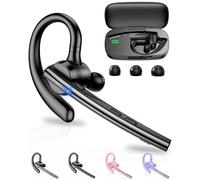 New Bee Bluetooth Headset V5.1 Bluetooth Handsfree Earpiece Dual Mic with 500mAh Charging Case 72Hrs Play Time Handsfree Phone Earpiece Wireless Headset for Driving/Business with Android iOS, Gunmetal