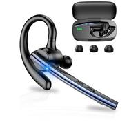 New Bee Bluetooth Headset V5.3 Bluetooth Handsfree Earpiece Dual Mic with 500mAh Charging Case 72Hrs Play Time Hands Free Phone Earpiece Wireless Headset for Driving/Business with Android iOS, Blue