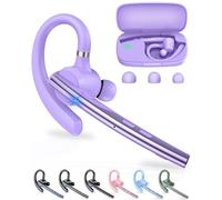 New Bee Bluetooth Headset V5.3 Handsfree Earpiece Dual Mic, Purple | Bluetooth Earpiece with Charging Case 72Hrs Play Time Wireless Headset Phone Earpiece for Driving/Business with Android iOS