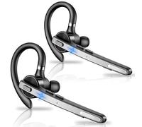 New bee Bluetooth Headsets Dual Mic V5.1 Bluetooth Earpiece Wireless with LED Charging Case 72Hrs Play Time Hands Free Earpiece CVC8.0 for Business/Office with Android iOS Laptop