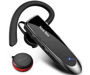New Bee Handsfree Bluetooth Earpiece, Wireless Bluetooth Headset with Microphone 60 Days Standby Headphones with Microphone for iPhone, Samsung, HTC, LG, Sony, PC (Black)