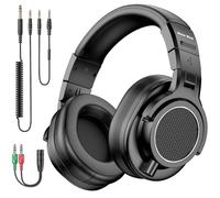 New Bee Headphones Over Ear, Wired Headphones with 50mm Drivers, Dual Jacks (3.5mm/6.35mm) & 180° Rotatable Earcups for Guitar/Monitor/Podcast