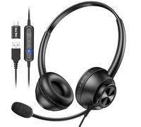 New Bee Headset with Microphone, Wired Headset with with USB-A & USB-C,Computer Headset for Call Center/Work/Skype Chat/Online Courses