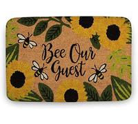 New Bee Our Guest Sunflower Welcome,Colorful Flowers Home Doormat,Family Home Decorative Welcome,Welcome Mat Outdoor Mat Home Doormat,Indoor Doormat,Front Back Door Mat 30X18 Inch
