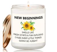 New Beginnings Candle Gifts - Lavender & Vanilla Scent, Funny Leaving Present for Colleagues, Graduation Gift for Students, Birthday,Good Luck Candle for Friends and Family