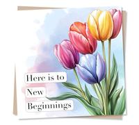New Beginnings Card for a Special Someone - Tulips, Watercolour, Flower Lover, Fresh Start - for a Friend, Best Friend, Loved One, Partner, Relative, Colleague