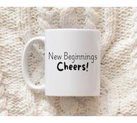New Beginnings, Cheers! - Funny Congratulations Gift for Coworkers, Boss, Employees - Office Coffee Cup for Work Promotion, Career Change, or First Job Mug