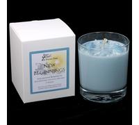New Beginnings - Crystal Infused Scented Candle for Renewal, Clarity, and Emotional Balance. Infused with After It Rains Fragrance (Petrichor) and Rainbow Moonstone Healing Crystals