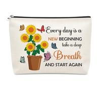 New Beginnings Gifts for Women Inspirational Makeup Bag Motivational Encouragement for Colleague Friends Inspirational Birthday Gifts Get Well Soon Gift for Women Best Friend Sister Girl Cosmetic Bag