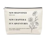 New Beginnings Gifts for Women Makeup Bag Inspirational Encouragement Gifts for Friends Women Encouragement Cheer Up Gift Farewell Going Away Present for Coworker Divorce Get Well Cosmetic Bag