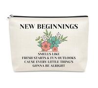 New Beginnings Makeup Bag Inspirational Gifts for Women Birthday Motivational Gifts for Daughter Niece Encouragement Cheer Up Gift Get Well Soon Encouragement Cosmetic Bag for Women Friends Sister
