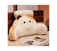 (new beige, 75X50cm) Cartoon Soft Cats Pillow Latex Ice Silk Stuffed Cotton Lumbar Support Chair Seat Cushion Animal Plush Toy Sofa Bed Home Decor