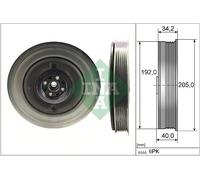 INA Crankshaft Pulley 544 0504 10 with Vibration Absorber for Volvo V60/S80