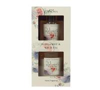 New Bergamot and Wild Fig Gift Set, Comes With A Diffuser and A Candle With Matching Scents to Offer A Relaxing Aromatherapy Experience, Pamper your Loved Ones, Leaving all Guests Mesmerised. - White