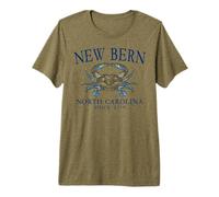 New Bern North Carolina Crab Since 1710 Navy Blue Letters Premium T-Shirt