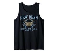 New Bern North Carolina Crab Since 1710 Pale Blue Letters Tank Top
