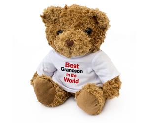 NEW - BEST GRANDSON IN THE WORLD - Teddy Bear - Cute Cuddly - Gift Present