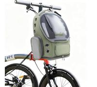 New Bicycle Pet Carrier with Front Mount Bracket, Convertible Bike Dog Basket & Cat Carrier Backpack, Double-Sided Vent Holes, Padded Straps, Storage Pockets-Safe(Color:Green)