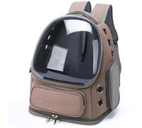 New Bicycle Pet Carrier with Front Mount Bracket, Convertible Bike Dog Basket & Cat Carrier Backpack, Double-Sided Vent Holes, Padded Straps, Storage Pockets-Safe(Color:Brown)