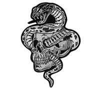 New Big Punk Snake Skull Patch Iron On Embroidered Patches for Clothing Motorcycle Stripes On Clothes Applique Back Large Badge