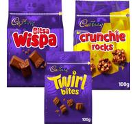 New Bitsa Wispa, Crunchie Rocks & Twirl Bites Chocolate, 3 x 100g | 3 Flavours,CADBURY CHOCOLATE SELECTION,cadbury sharing bag