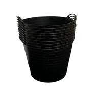 NEW! BLACK 42L Flexi Tubs 10 Packs - Durable Flexible Buckets for Home & Garden Versatile Large Garden Tubs with Handles, Handy Builders Buckets Heavy Duty, Ideal Bath Laundry Bucket & Flexi Bucket