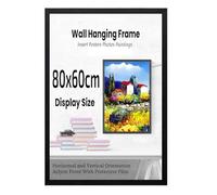 New Black 80x60 cm Wall Poster Frame - Smooth Surface Matte Finish - Lighter Acrylic Glass - Strong Hanging Metals Ideal For Display Vibrant Artwork & Photo