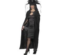 NEW Black Deluxe Witches Cape - Adults Ladies Halloween Fancy Dress Accessory