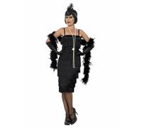 NEW Black Fringed Flapper Long 1920's Ladies Fancy Dress, Gloves & Headband