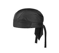 New Black Leather Bonnet Bandana Cap Biker Cycling Style Skull Flydana Head Piece Rocker Trucker Wrap Inside Cloth (M-L, Black)