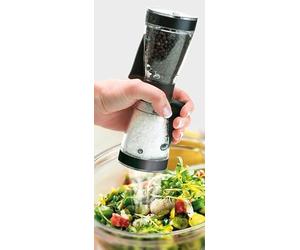 New Black Modern Dual Salt and Pepper Grinder Mill with Ceramic Mechanism - Easy One-Hand Squeeze Operation for Precise Seasoning