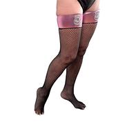NEW BLACK PINK WPC FISHNET STOCKINGS POLICE FANCY DRESS