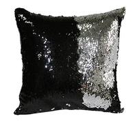 New Black Silver Magic Mermaid Pillow Case Reversible Sequin Glitter Sofa Cushion Cover-16’’
