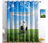 New Blackout curtains Simple Lawn Football print Energy Saving Curtains, W 46" x L 54" (2 Panels) Soft Texture Blocking Noise Reducing, for bedroom living room kitchen Green Blue