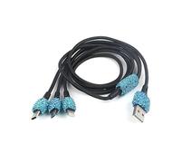 New Bling USB Car Charger 5V 2.1A Dual Port Fast Adapter Pink Car Decor Car Styling Diamond Car Accessories Interior for Woman(Blue,A)