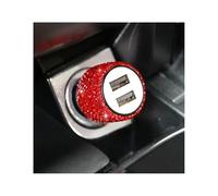 New Bling USB Car Charger 5V 2.1A Dual Port Fast Adapter Pink Car Decor Car Styling Diamond Car Accessories Interior for Woman(Red,B)