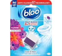 New - Bloo 3in1 Toilet Block, Mono Pack, Limescale Remover Cistern, Cleaner with Cleaning and Foaming Action, Fresheners - Fresh Flowers