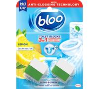 New - Bloo 3in1 Toilet Blocks, Pack of 2, Limescale Remover Cistern Block, Cleaner Block with Cleaning and Foaming Action, Fresheners ? Lemon