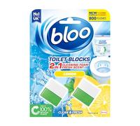 New Bloo Toilet Blocks, Pack of 2, Limescale Remover Cistern Block, Cleaner Block with Cleaning and Foaming Action, Fresheners - Lemon