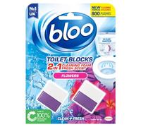 New Bloo Toilet Blocks, Pack of 2, Limescale Remover Cistern, Cleaner with Cleaning and Foaming Action, Fresheners - Fresh Flowers