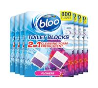 New Bloo Toilet Blocks, Pack of 2 x 7, Limescale Remover Cistern, Cleaner with Cleaning and Foaming Action, Fresheners - Fresh Flowers