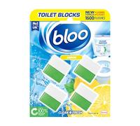New Bloo Toilet Blocks, Pack of 4, Toilet Limescale Remover Cistern Block, Toilet Cleaner Block with Cleaning and Foaming Action, Toilet Fresheners - Lemon