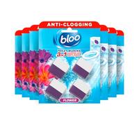 New Bloo Toilet Blocks, Pack of 4 x 7, Limescale Remover Cistern Block, Cleaner with Cleaning and Foaming Action, Fresheners - Fresh Flowers