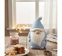 New Blue Charming Ceramic Gnome Shaped Cookie Jar with Lid Use as Both a Decorative Item And a Storage Jar For Your Festive Treats Christmas Home Decor Gift -A42