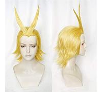 New Boku no Academia All Might Golden Wig Cosplay Anime Wig Halloween Role Play My Hero Academia Costume Hair+ Wig Cap+Track