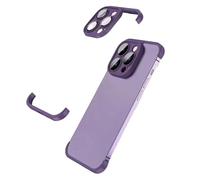 New Borderless Four Corners Shockproof Case For iPhone 16 15 14 13 Pro Max Plus With Camera Lens Protector,Soft Silicone Luxury Corner Pad Edge Protective Thin Lightweight Case Bumper Cover Purple