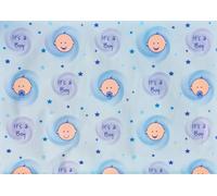 New Born Baby Boy Wrapping Paper | It's A Boy Blue Gift Wrap | 2 Folded Sheets and 2 Tags