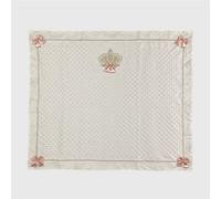 New Born Baby Girl Soft Luxury Blanket (Pearl Crown Pink Bow on White)