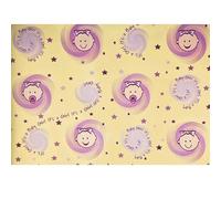 New Born Baby Girl Wrapping Paper | It's A Girl Yellow and Pink Gift Wrap | 2 Folded Sheets 2 Tags